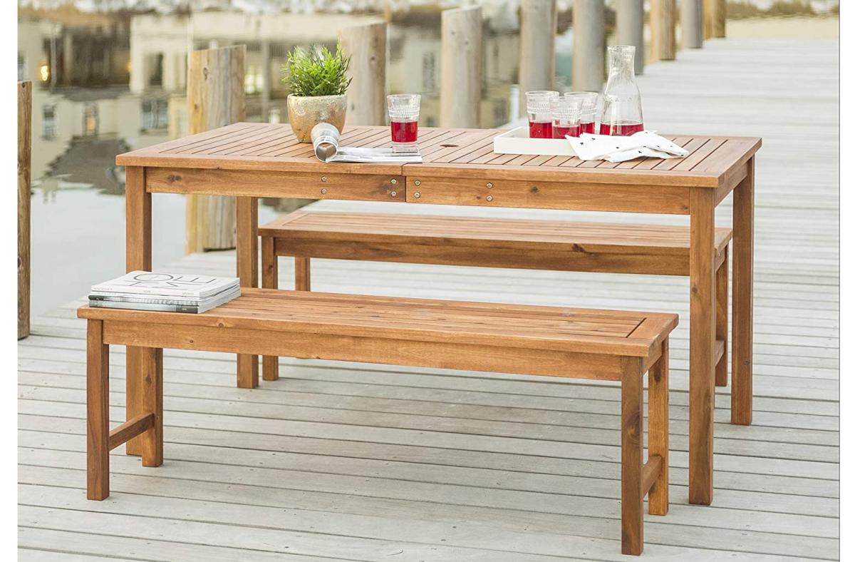 Walker Edison Dominica Contemporary Acacia Wood Dining Table